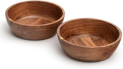 Acacia Wood Bowl Set of 2, 6-Inch Medium Serving Bowls, 400 Cubic cm Volume by WEBHUSHI