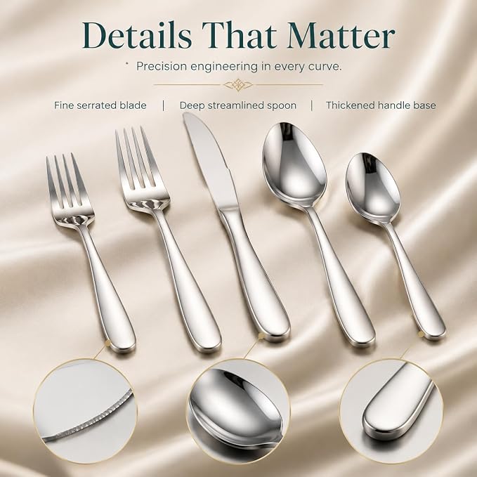 HaWare Silverware Set for 12, 60-Piece Stainless Steel Flatware, Heavy Duty | - Image 5