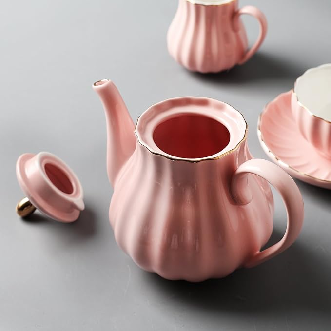 Sweejar Porcelain Tea Sets British Royal Series, 8 OZ Cups & Saucer Service - Image 5