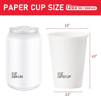 12 oz 1000 Pack Disposable Paper Coffee Cups, Hot Paper Cups, Thickened - Image 4