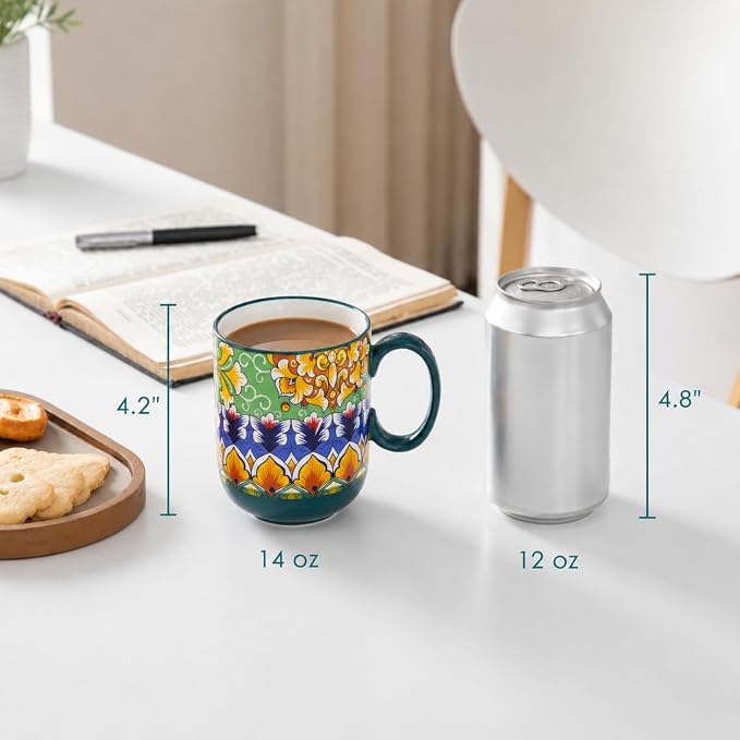 vancasso Simi Boho Coffee Mugs Set of 6, 14 oz Ceramic Mugs - Image 3
