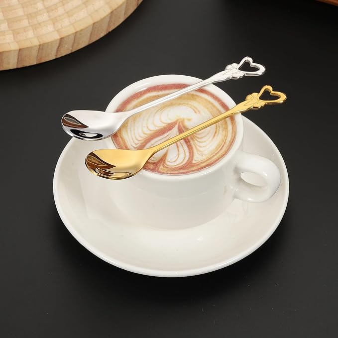 PATIKIL 4pcs Coffee Spoons, Heart/Rose Tea Spoons 304 Stainless Steel Teaspoons - Image 4