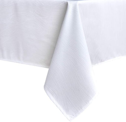 maxmill Jacquard Tablecloth Swirl Design Spillproof Wrinkle Free Heavy Weight Soft Table Cloth Decorative Fabric Table Cover for Outdoor and Indoor Use Oblong 60 x 120 Inch White