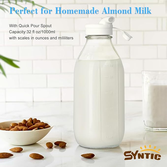 Syntic 2 Pack 32 Oz Glass Milk Bottles - Image 4