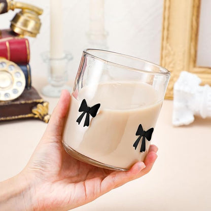 Skylety 2 Pack Coquette Black Bow Icon Juice Glasses 14 oz Cute Glass Cups - Image 3