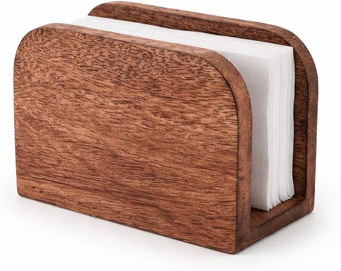 Premium Mango Wood Napkin Holder by DIVINEGLANCE
