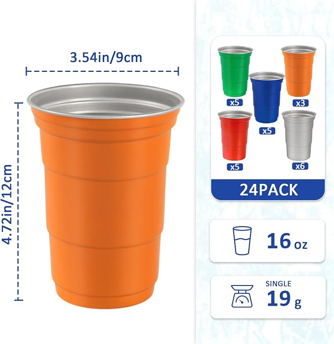 16oz Aluminum Cups Reusable Metal Party Cup - Image 3