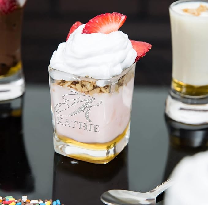 Personalized Square Shot Glasses Set of 50 Green Bottom 2oz Engraved Initial and Name Custom Gifts, Weddings, Birthdays, Party, Event, Decorations