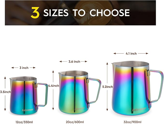 Milk Frothing Pitcher Colorful 350ml Steaming Pitchers Stainless Steel Milk - Image 2