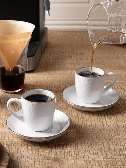 famiware 3oz Espresso Cups and Saucers, Stoneware Demitasse Cup - Image 4