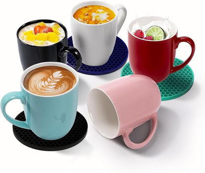 Silicone Coasters [8 Pack] with Holders Drink Coasters, for Hot or Cold Drinks Thickened, Non-Slip, Non-Stick (Gray)