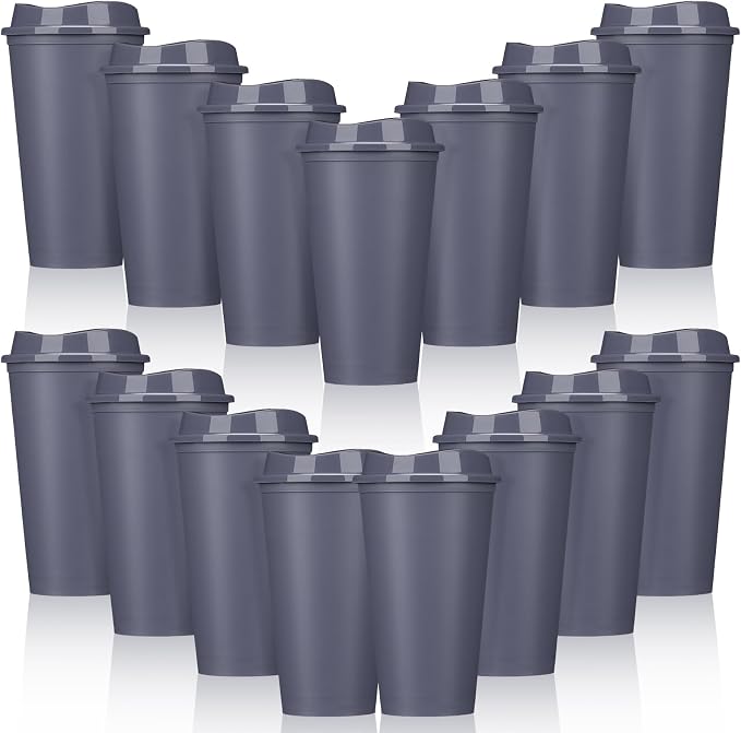 Domensi 15 Pack Reusable Plastic Coffee Cups by Domensi