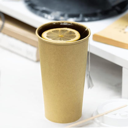 Karat 20oz Kraft Paper Coffee Cups Disposable, Leak-Resistant Double Poly-Lined - Image 3
