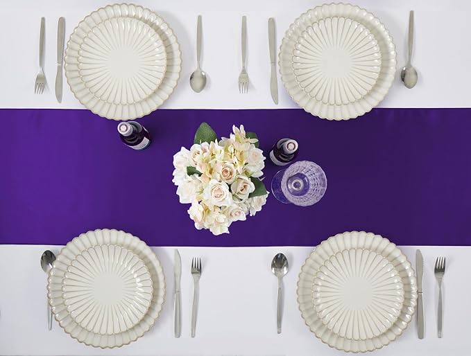 Purple Satin Table Runner, 12x108 Inches, 4 Pack | Premium Satin, Smooth - Image 5