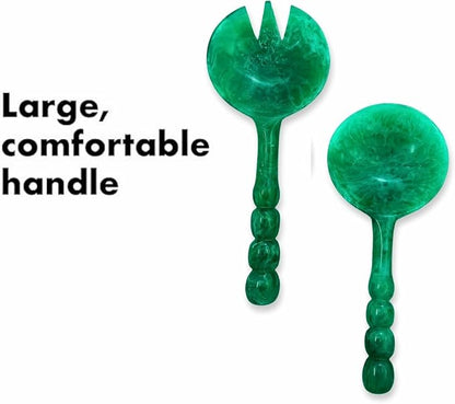 SS Craft Premium Green Resin Salad Serving Spoon Set 2 Pcs Handcrafted Serving - Image 7