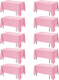 10-Pack Pink Tablecloths for Rectangle Tables, 70 x 108 Inches, Stain-Resistant Polyester Fabric for 6 Foot Tables - Washable Table Covers for Weddings, Banquets, Birthday Parties, Events