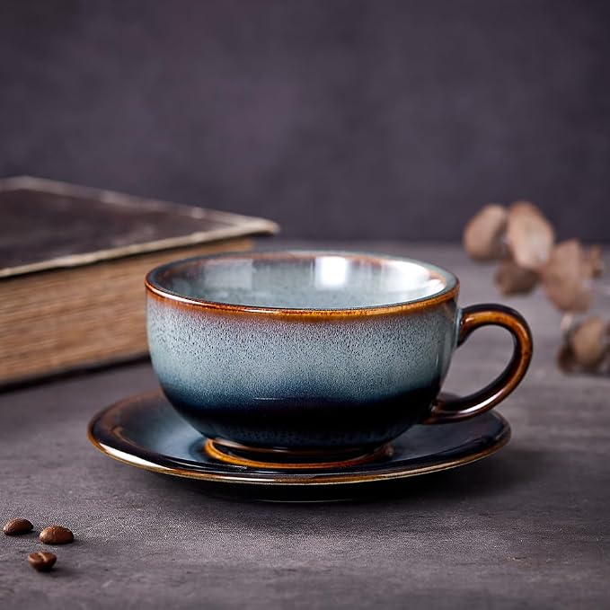 Coffeezone Vintage Design 12 oz Ceramic Latte Art Cappuccino Barista Cup - Image 2