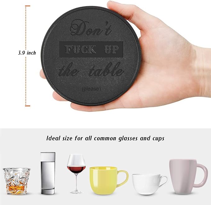Funny Coasters, Thipoten 6 Pcs Leather Coasters - Image 2