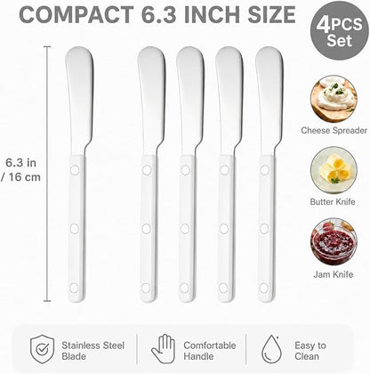 4PCS Stainless Steel Butter Knives Set: 6.3 Inch Cheese Spreader 304 Stainless - Image 7