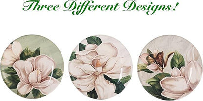 Bico Magnolia Floral Appetizer Plates Set of 6, 6 Inch Small Ceramic Dessert Plates for Snacks, Salad, Tablescape, Microwave and Dishwasher Safe, Gift for Housewarming and Thanksgiving