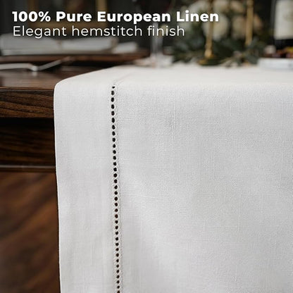 Signature Linen™ by D'Moksha White Table Runner 144 Inches Long, 100% Pure Linen - Image 2
