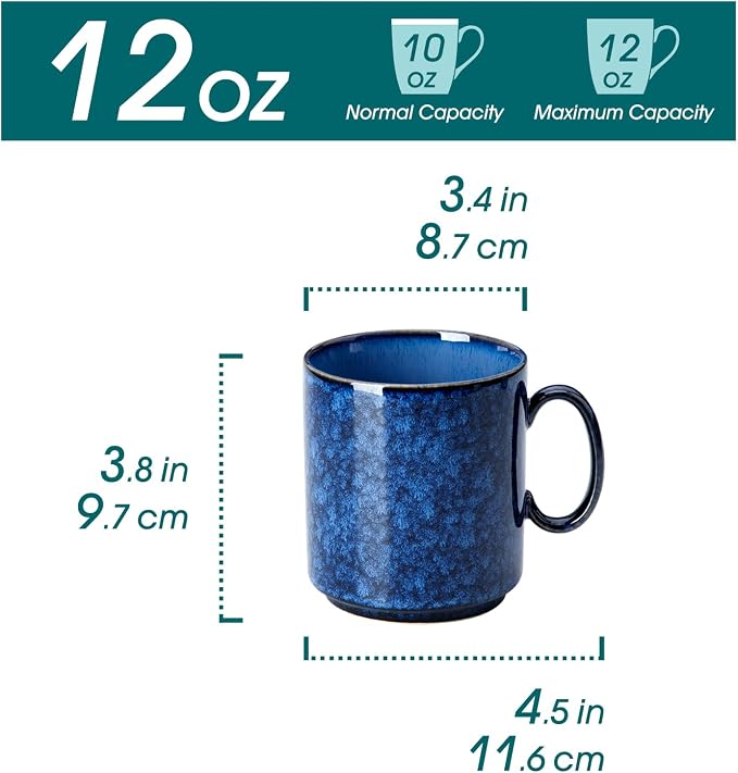 vancasso STARRY Ceramic Coffee Mugs Set of 6, 12 Oz Coffee Cups - Image 2