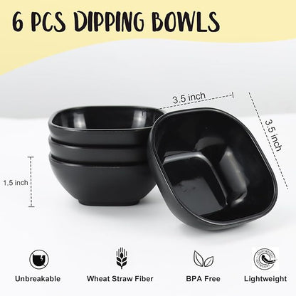 5 oz Soy Sauce Dishes, 6 Pack Wheat Straw Small Dipping Bowls, Sauce Dish - Image 2