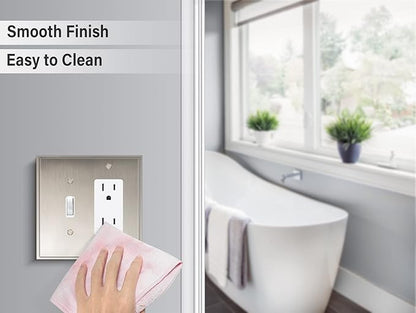 Henne Bery Soft Modern Decorative Wall Plate Switch Plate Outlet Cover (Toggle/Decorator, Satin Nickel)