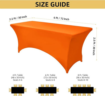 10-Pack 6ft Spandex Table Covers for Rectangle Standard Folding Tables - Wrinkle Resistant Stretch Tablecloths - Ultimate Fitted Table Protector for Parties, Banquet, Wedding