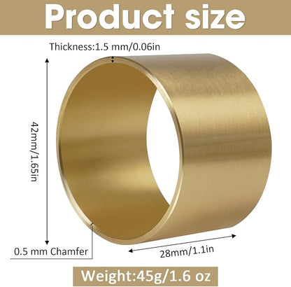 Solid Brass Napkin Rings Set of 6 Natural Brass Color Ring Retro Style Dining - Image 4