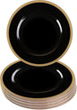 PARTY BARGAINS 13-Inch Charger Plates - 16 Pack, Black Gold Rim, Heavy-Duty Disposable Chargers for Elegant Dining - Ideal for Weddings and Formal Events