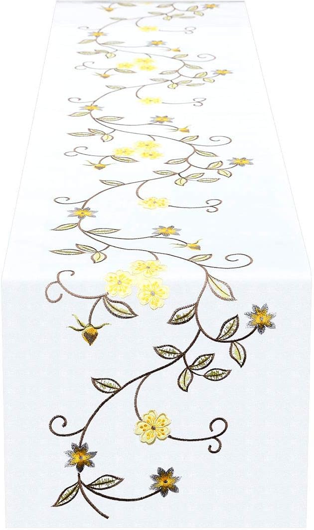 Double Thickness Rustic Embroidered Floral Table Runners - Image 7