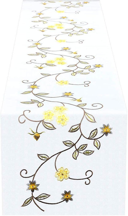 Double Thickness Rustic Embroidered Floral Table Runners - Image 7
