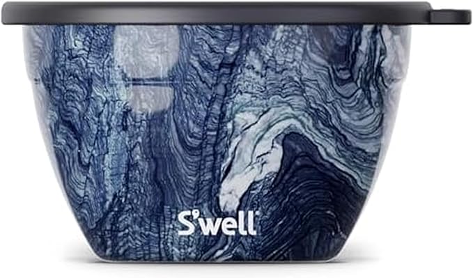 S’well Stainless Steel 64oz Salad Bowl Kit, Azurite Color, Includes 2oz by Swell