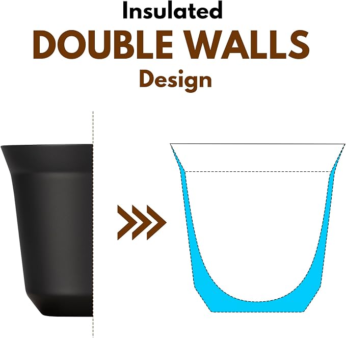 RECAPS 80ml Stainless Steel Espresso Cups Set | 2 Pack Double Wall 304 - Image 5