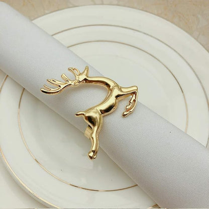 Napkin Rings Set of 6 Silver Set of 6 Napkin Rings Christmas, Holidays, Thanksgiving (Deer-3)