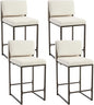 Modern Barstools Set of 4, 26” Upholstered Counter Height Bar Stools Sherpa Fabric Counter Stools with Padded Back Metal Frame for Kitchen Island Dining Room, White