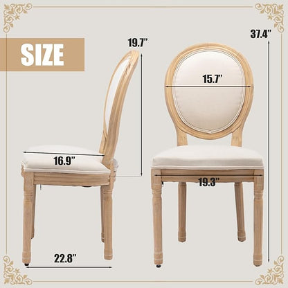 SoarFlash French Dining Chairs Set of 6, Vantage Dining Chair with Round Back, Farmhouse Country Dining Chair for Kitchen,Bedroom,Beige