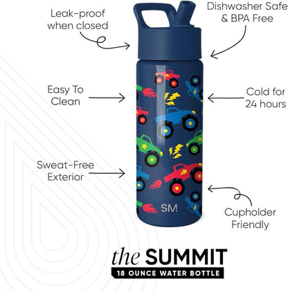 Simple Modern Kids Water Bottle & Toddler Cup | 18oz | Monster Truck | - Image 2