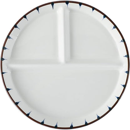 8 Inch Ceramic Portion Control Plate - 3 Compartment Divided Plates for Weight Loss & Diabetes, Microwave & Dishwasher Safe, Stackable Dinnerware Set, BPA-Free Porcelain (White, 1-Pack)