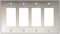 Henne Bery Soft Modern Decorative Wall Plate Switch Plate Outlet Cover (Quad Decorator, Satin Nickel)