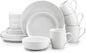 Zulay Kitchen Nova Porcelain Dinnerware Set, Service For 4 - Chip & Scratch Resistant White Plates And Bowls Sets - Microwave & Dishwasher Safe - White