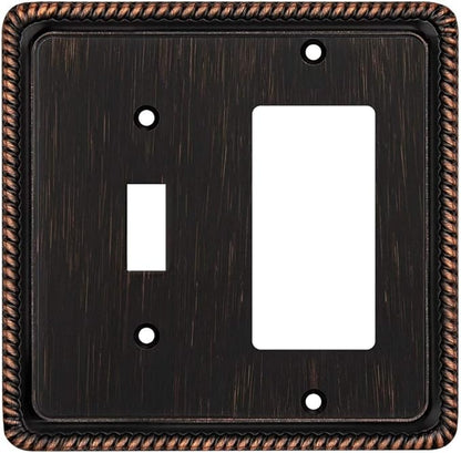 Henne Bery Rope Edge Decorative Wall Plate Switch Plate Outlet Cover (Toggle/Decorator, Aged Bronze)