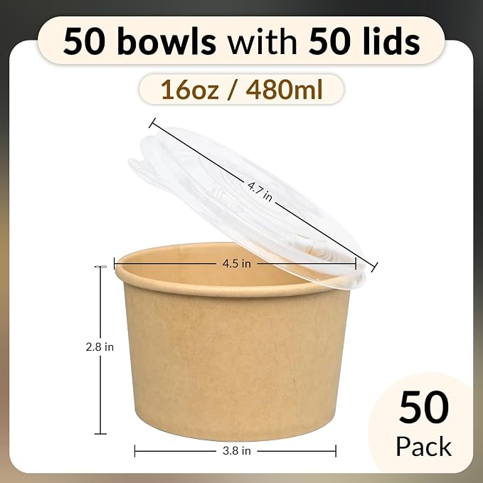ESSENTIAL 50 Pcs 16oz Paper Ice Cream Cups - Image 2