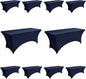 10-Pack 6ft Spandex Table Covers for Rectangle Standard Folding Tables - Wrinkle Resistant Stretch Tablecloths - Ultimate Fitted Table Protector for Parties, Banquet, Wedding