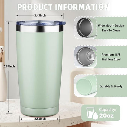 20 oz Tumbler with Lids and Straws, Stainless Steel Insulated Coffee Tumbler - Image 2