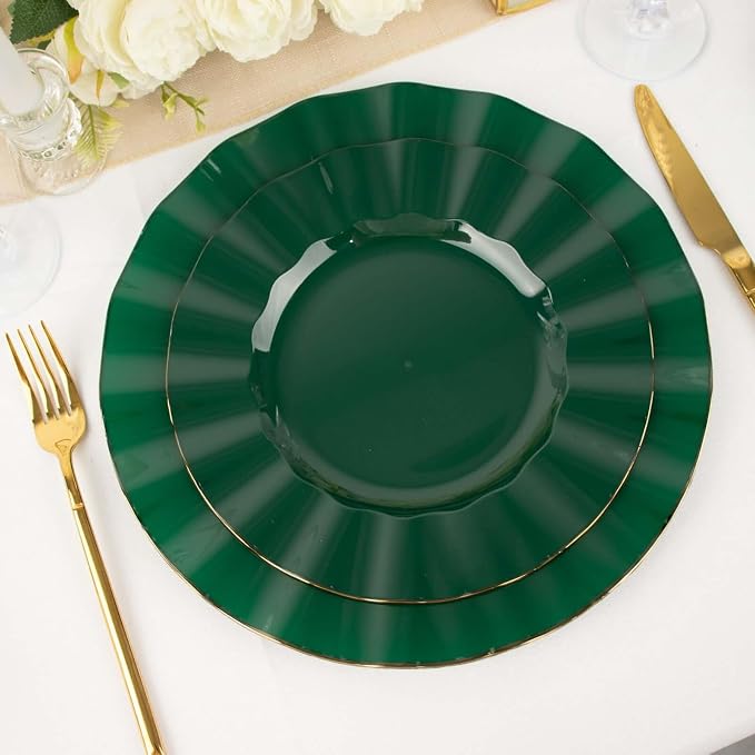 Efavormart 9" Salad Plates – Set of 10 Plastic Hunter Green Round Disposable by efavormart