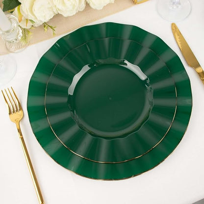 Efavormart 9" Salad Plates – Set of 10 Plastic Hunter Green Round Disposable by efavormart