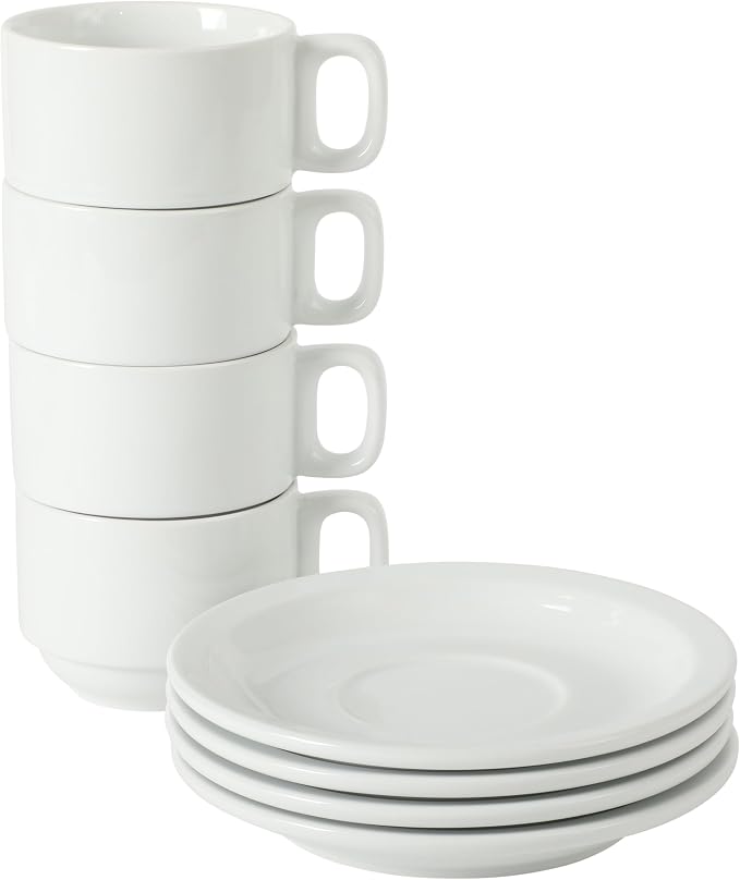 Gibson Home Gracious Dining 7-Ounce Cappuccino Cups Set of 4, Stackable Coffee - Image 5
