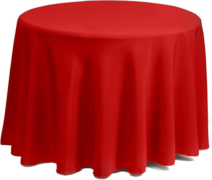 Gee Di Moda Round Tablecloth - 90 Inch Red Round Table Cloth for 30 to 60 Inch Round Tables - Heavy Duty Washable Fabric - for Buffet Table, Holiday Party, Dinner, Wedding & Baby Shower